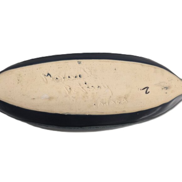 VTG 90s Maxwell Pottery Canada Blue Canoe Dish Signed 26 cm Cabincore Rustic - Picture 4 of 5